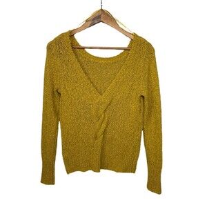 S V-back braided back Knit Sweater, Mustard, Kaisley
